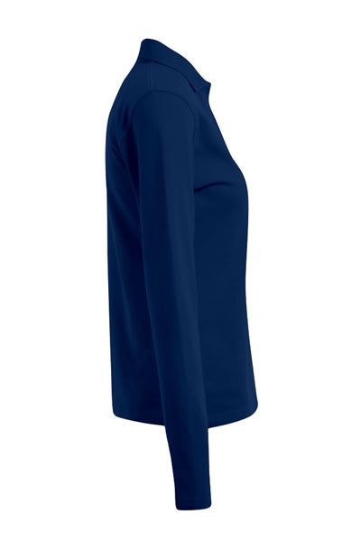 Women’s Heavy Polo Longsleeve weiß mit DRK Kompaktlogo gestickt