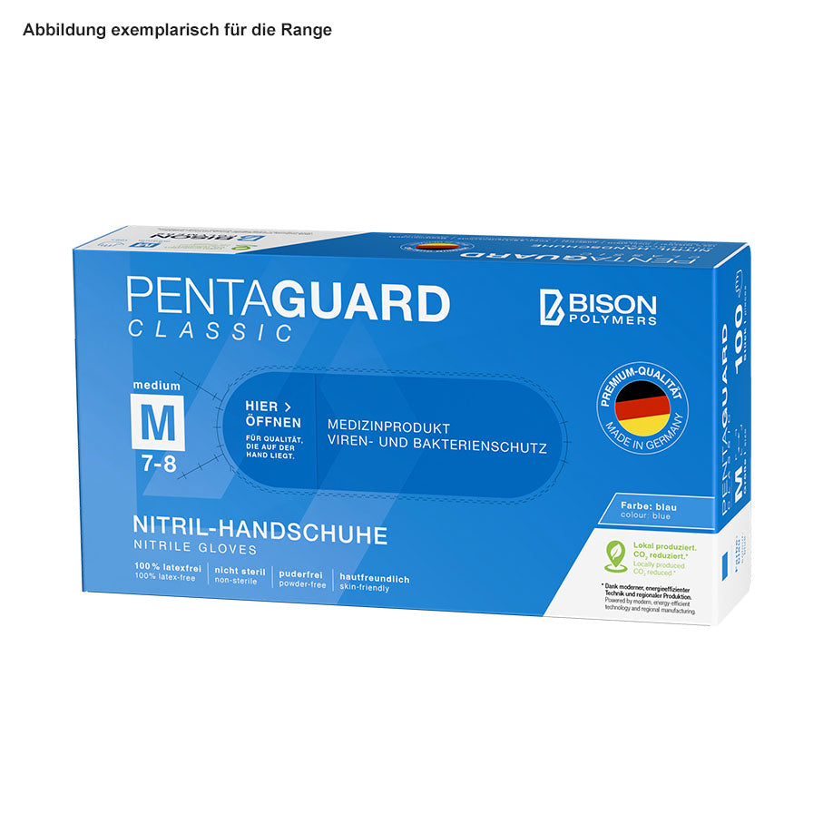 PENTAGUARD Classic Nitrilhandschuhe, blau, Gr. XL, unsteril (90 Stck.) UK = 10 Pack