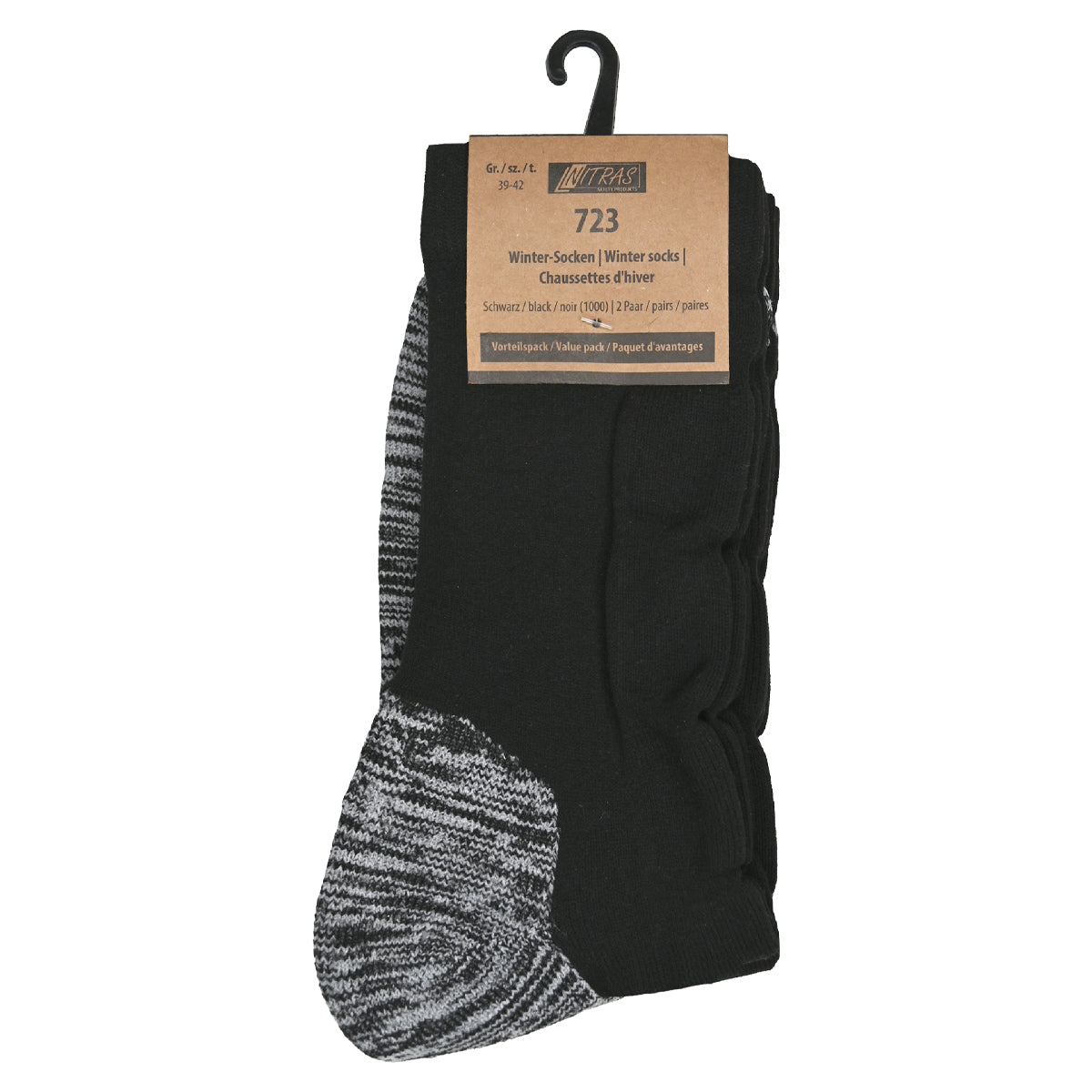 Nitras Winter-Socken schwarz 2er Pack