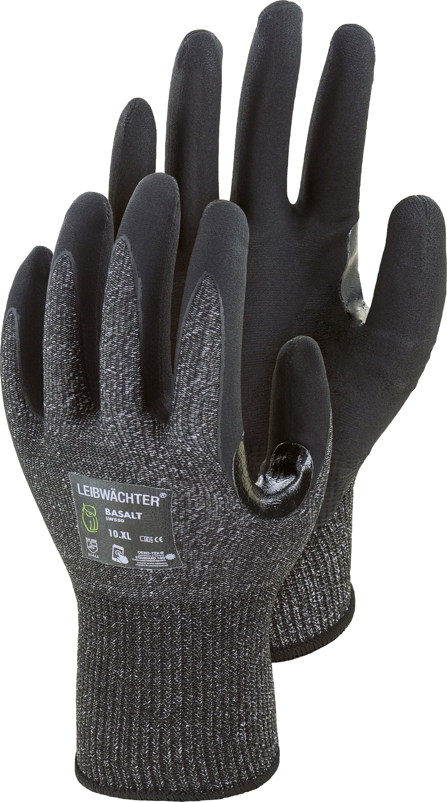 Basalt, Nylon-Elasthan-Handschuh mit Nitril-Beschichtung