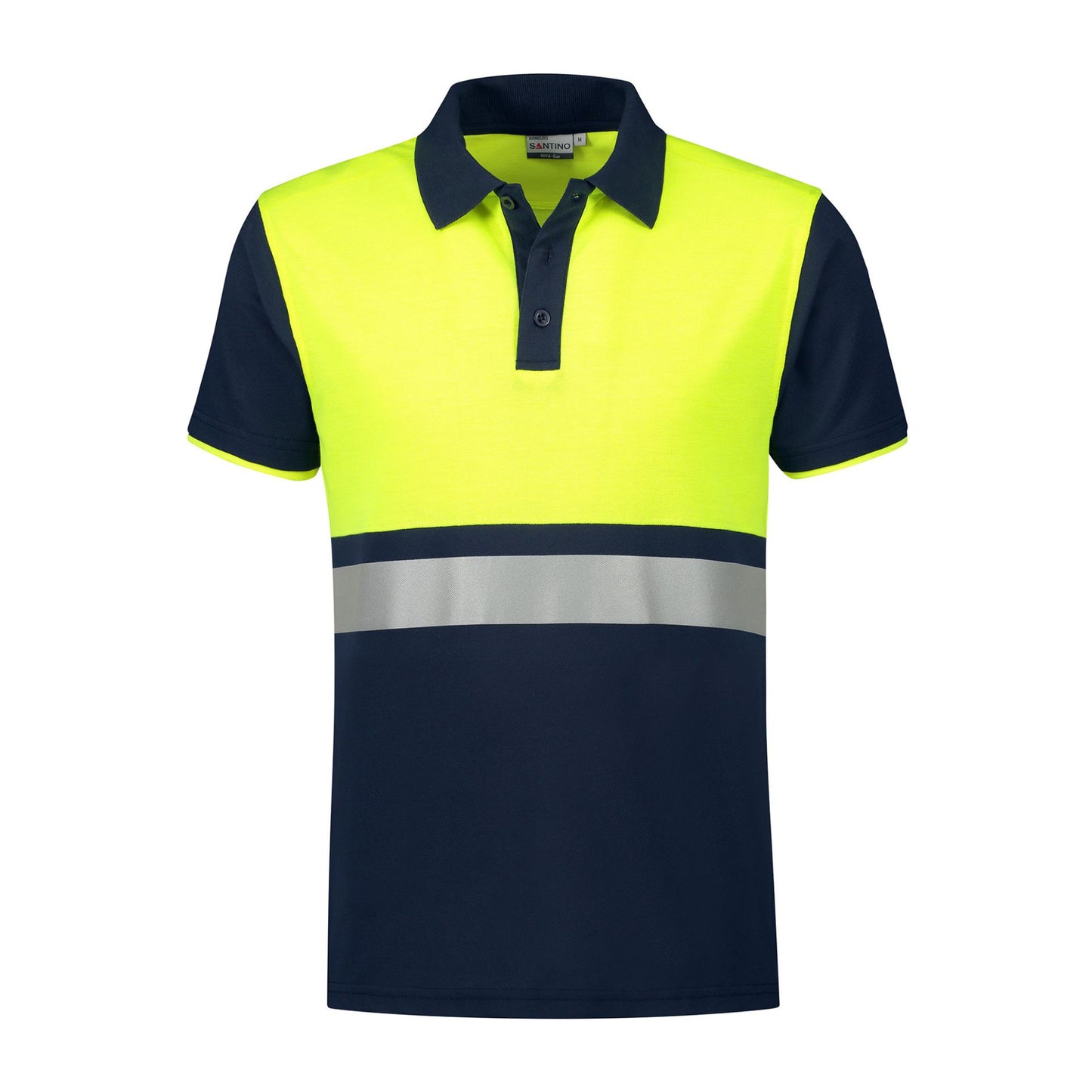 Santino Poloshirt Hamburg Marineblau/Fluor Yellow