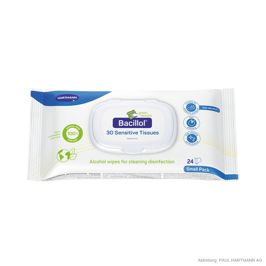 Bacillol 30 Sensitive Green Tissues Flächendesinfektionstücher (24 Stck.) UK = 12 Pack