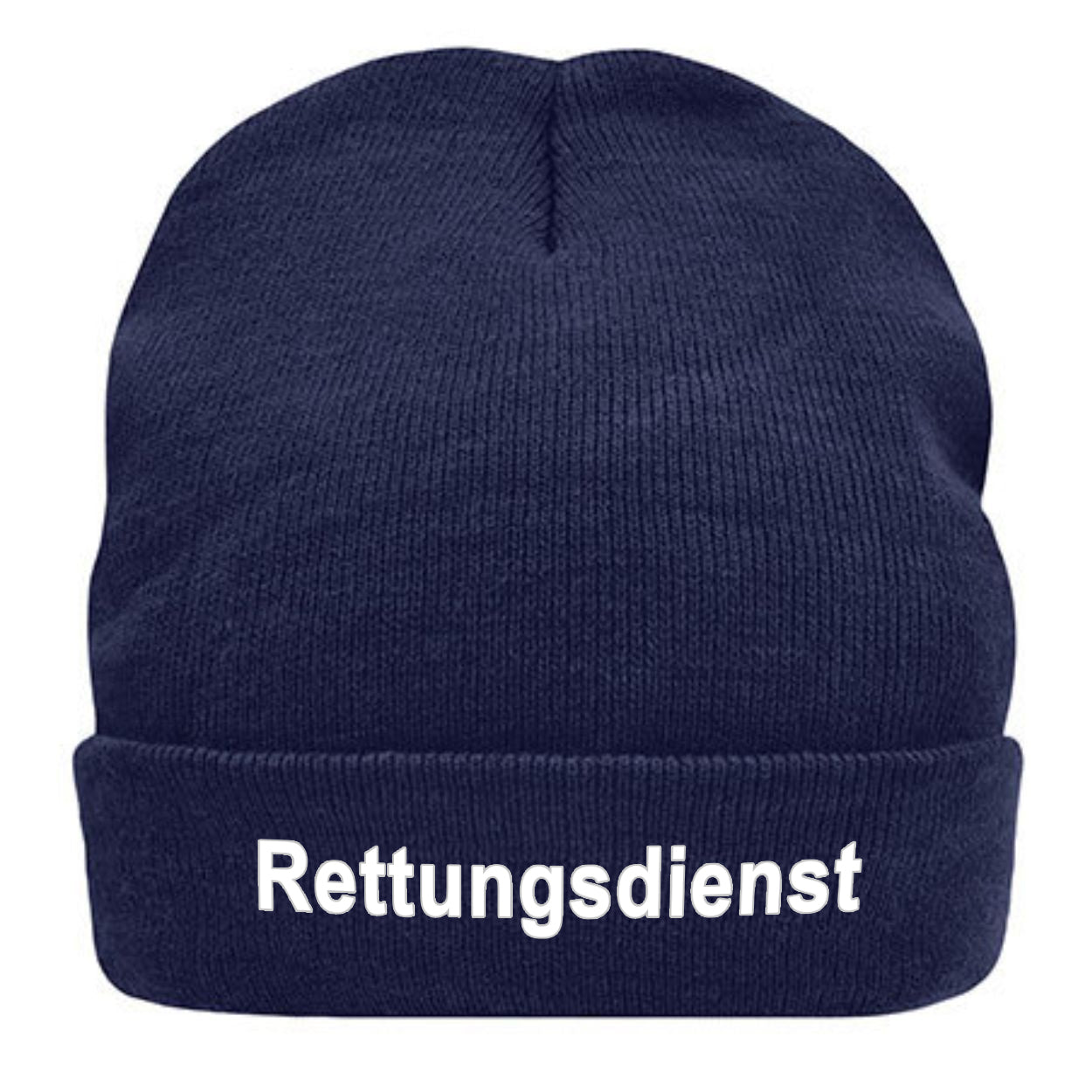 Strickmütze Rettungsdienst navy Logo Stick